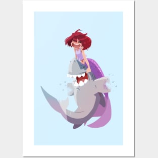 Mermaid & Shark Posters and Art